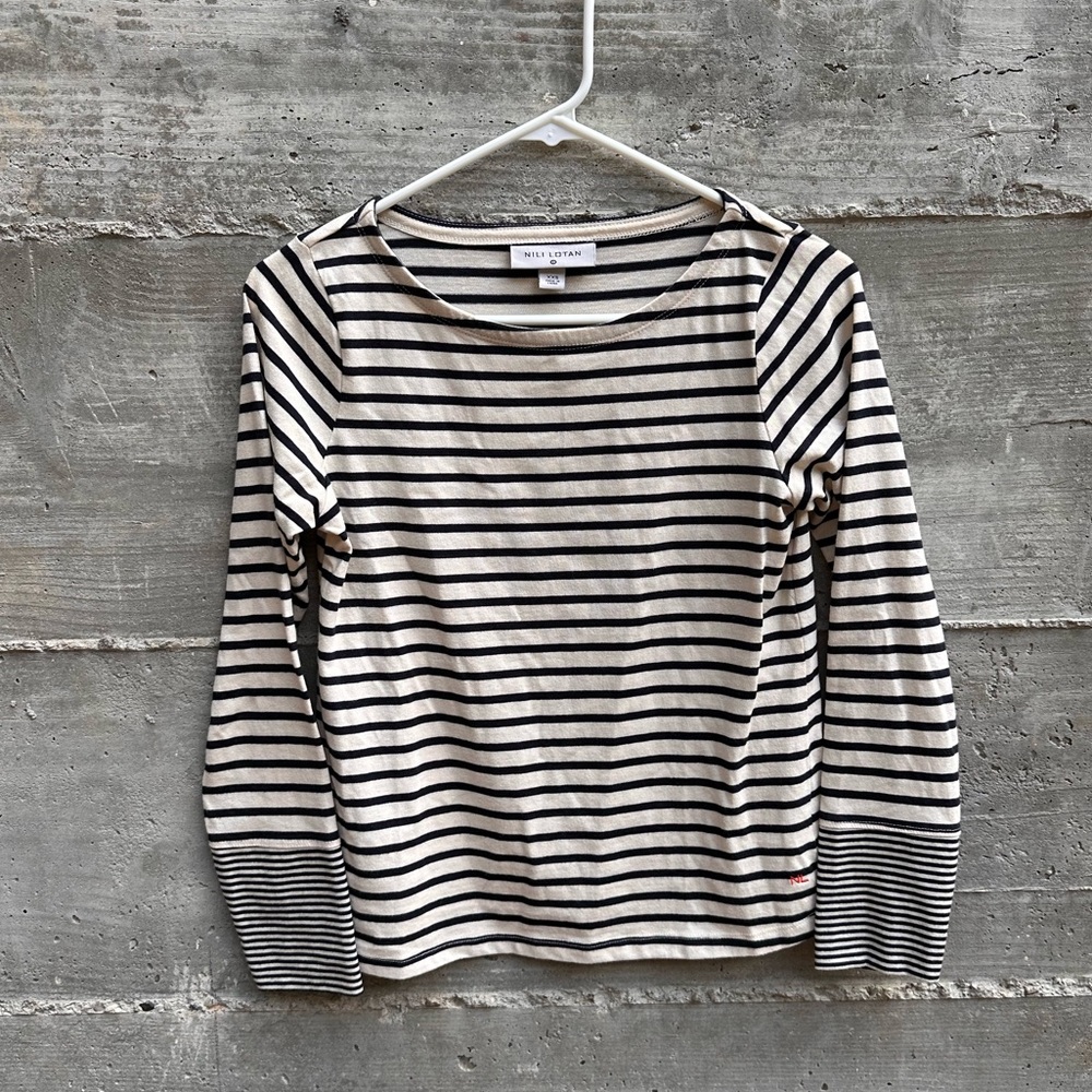 Nili Notan Striped Boatneck Long Sleeve Top Size XXS
